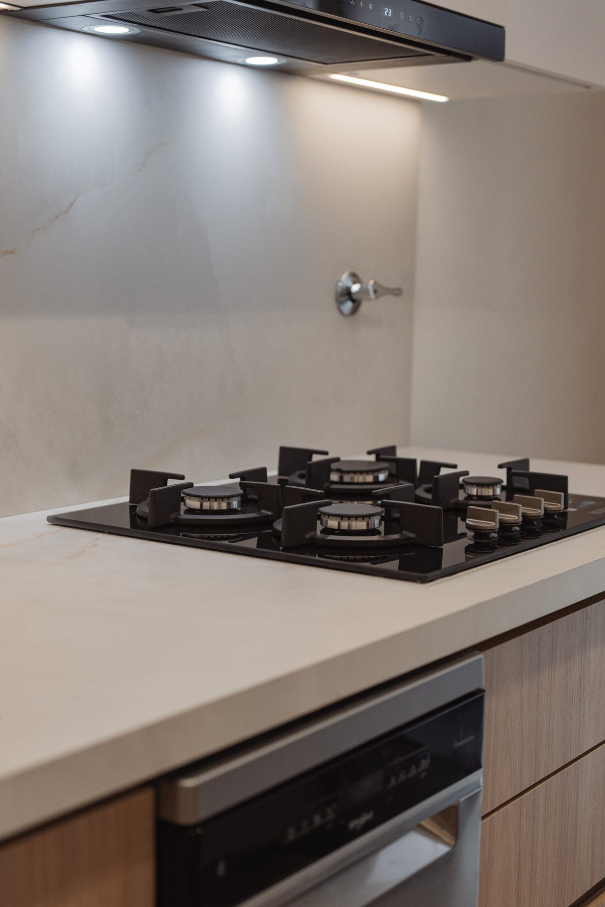 Cocina del Proyecto Belgrano, detalle de anafe y mesada